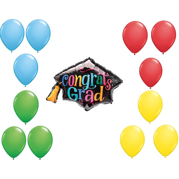 Loonballoon Graduation Grad Theme Balloon Set, 31 Inch Follow your Dreams Grad Cap Balloonand 12x Latex balloons 97256 - main