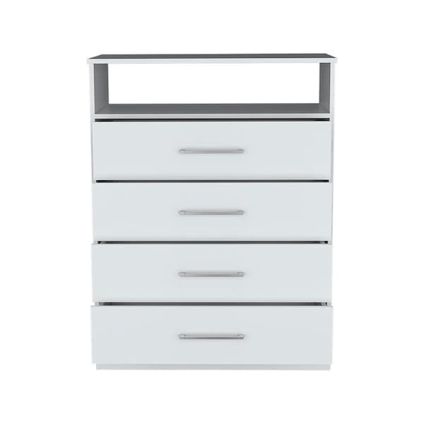 Homeroots 31" White Four Drawer Dresser With Open Shelf 544014 - main