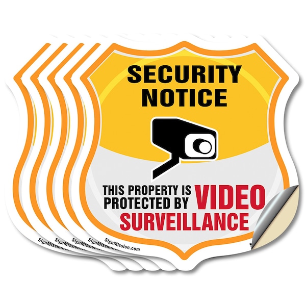 Signmission Security Notice Shield Sign This Propert, 6 inch X 6 inch, Vinyl Decal, 5PK SHI-D-5PACK-6-462 - main
