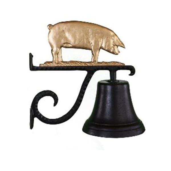 Swivel Cast Bell With Gold Bronze Pig Ornament SW387086 - main