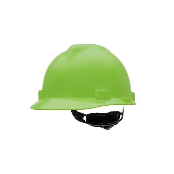 Msa Safety V-Gard Slotted Cap, HDPE, Fas-Trac III Suspension, Type I, Class E, Bright Lime Green (standard) 815565 - main
