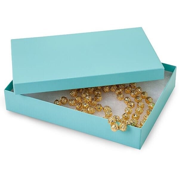 Nashville Wraps Aqua Blue Jewelry Gift Boxes, 7x5x1.25, Fiber Fill, 100PK 80AQ - main