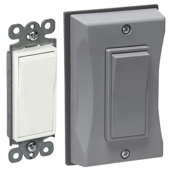 Hubbell Bell Bell Weatherproof Decorator Switch Cover, 15 A, 120/277 V, Gray 5122-0 - main