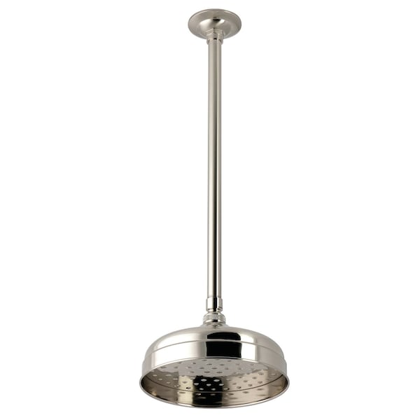 Kingston Brass 8" Round Brass Shower Head with 17" Ceiling Mounted Shower Arm, Brushed Nickel K124K28 - main