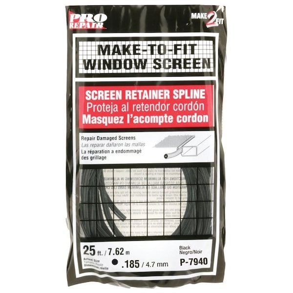 Prime-Line Spline Blk 25'L .185 P7940 - main