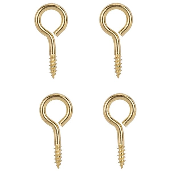 Prosource Screw Eye, 4 mm Dia Wire, 4 mm Thread, 15/32 in L Thread, 1-3/8 in OAL, Brass, Brass Plated LR-242-PS - main