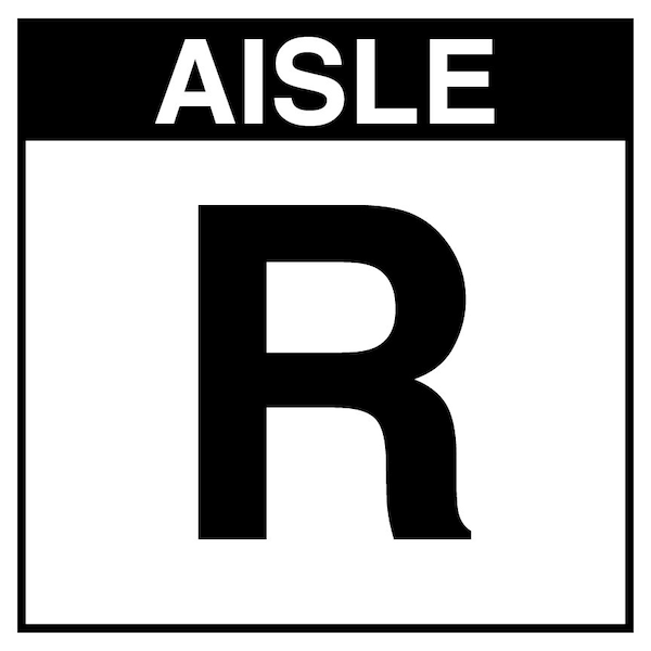 5S Supplies Warehouse Aisle R Sign - 12in x 12in - SINGLE - BRKT - PVC AISLE-R-12X12-SINGLE-BRKT - main