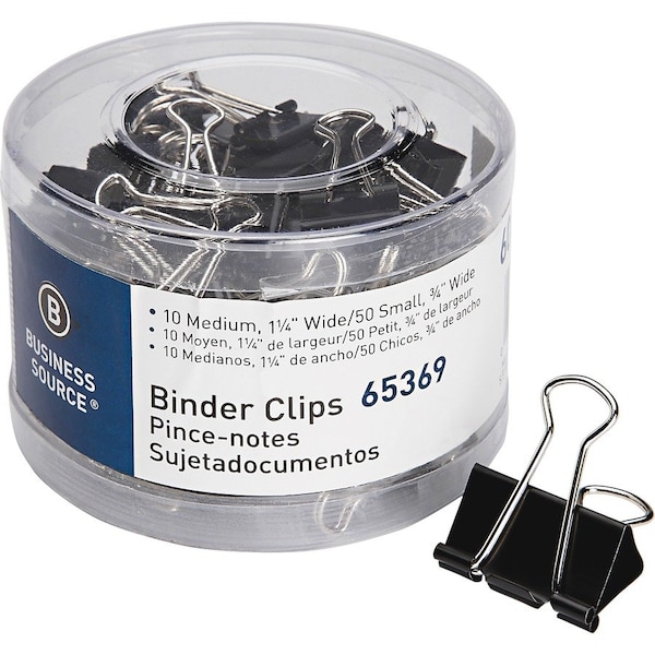Business Source SmallMedium Binder Clips Set, 60PK BSN65369 - main