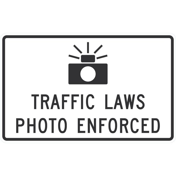 Lyle R10-18, Traffic Laws Photo Enforced With Symbol, 36x24, Diamond Grade, White G-15830-DG_36x24 - main