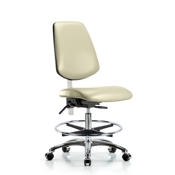 Blue Ridge Ergonomics Clean Room Chair Vin Med Ben Chair, Med, Bk, Wht, CL100, No Arms, 22" to 29" Height, Vinyl, Adobe White BR-NCR-VMBCH-MB-CR-T1-A0-CF-CC-8501 - main