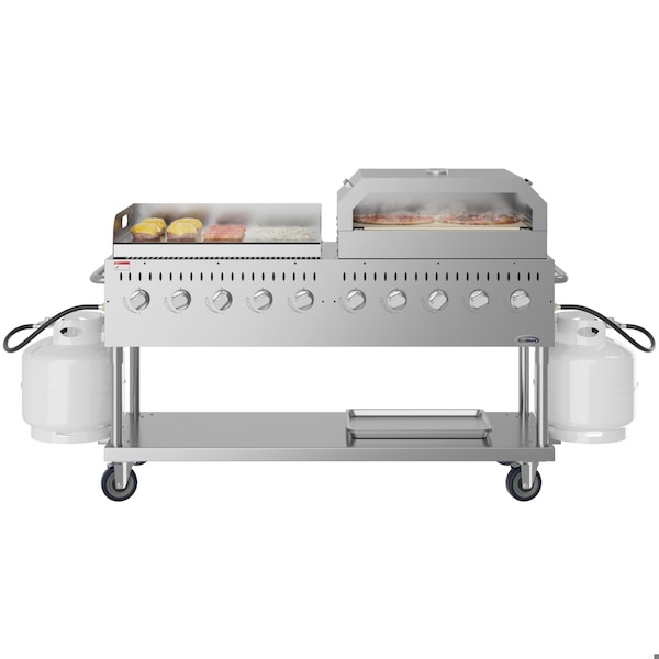 Koolmore 72 in. Full Stainless Steel Commercial Propane Gas Grill with 36 in. Griddle and 36 in. Pizza Oven CGKIT7-G36P36 - main