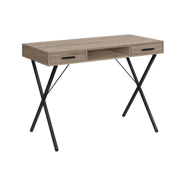 Homeroots 42" Taupe and Black Computer Desk With Two Drawers 489886 - main