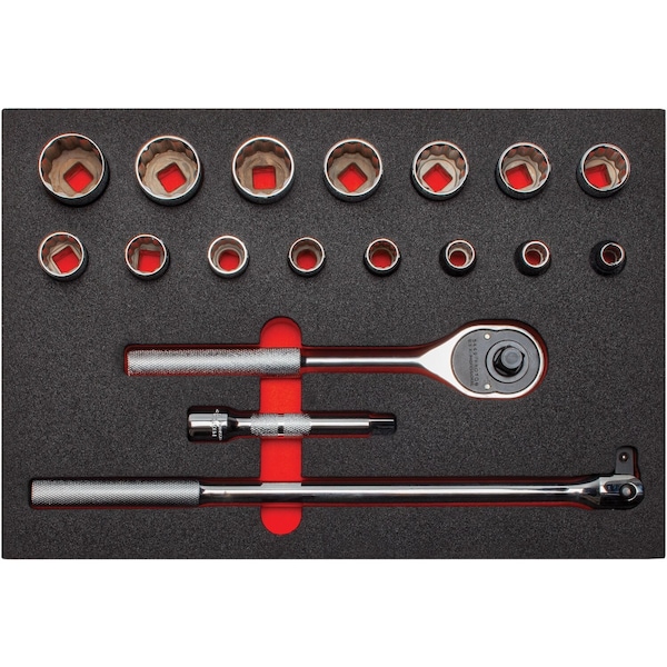 Proto 1/2 in Drive Socket Sets SAE 18 Pieces 3/8 to 1 1/4 in , Polished, J54120KV J54120KV - main