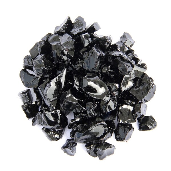 Homeroots Black Round Reflective Fire Pit Glass 479090 - main