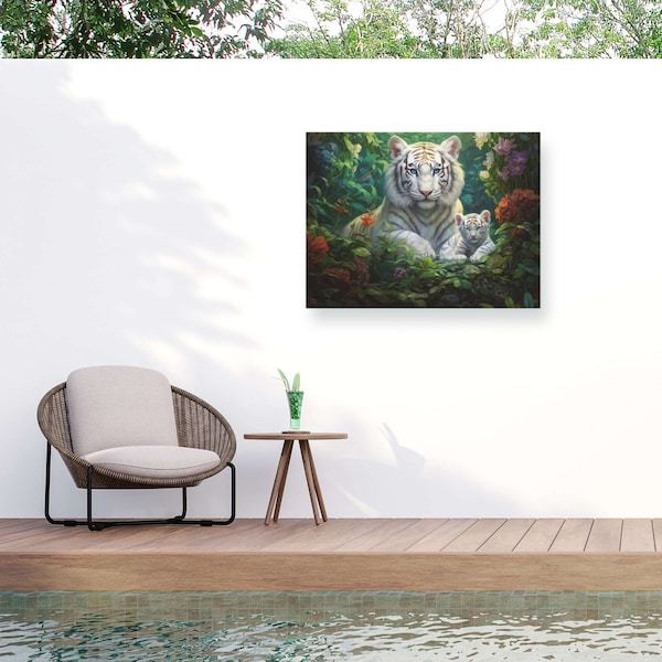 Trademark Fine Art Outdoor Canvas Art Michael David Ward Tiger Sanctuary Wall Art for Patios, or Gardens GRL00991-OC2432WR - main