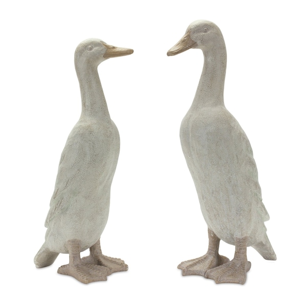 Homeroots Set of Two Gray Resin Duck Outdoor Statues 721385 - main