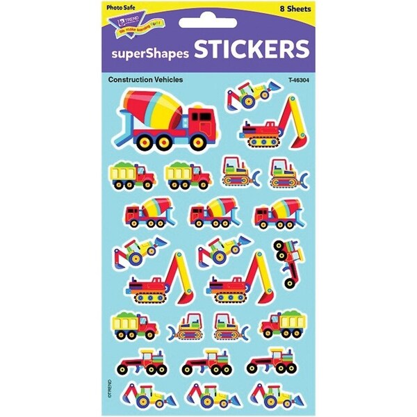 Trend Construction Vehicles superShapes Stickers, Large, 200-Piece Set, 6PK T46304 - main