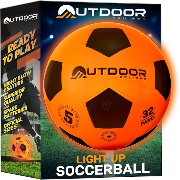Outdoorcruiser Outdoor Cruiser Light Up Soccer Ball-Waterproof Rubber Construction Glow in the Dark Glows Up OCFBL5 - main