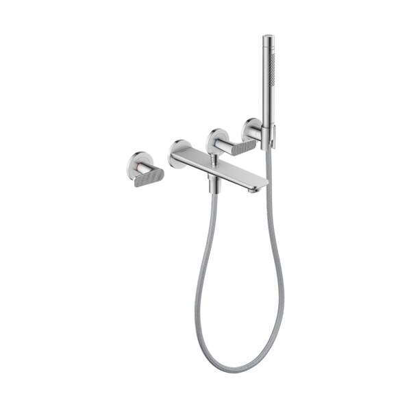 Axor Citterio C 3-Hole Wall-Mounted Tub Filler with 1.75 GPM Handshower and Holder- Cubic Cut in Chrome 49481001 - main