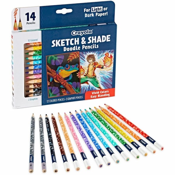 Crayola Doodle & Draw Sketch & Shade Doodle Pencil, 14 Colors, 2PK 68-2116 - main