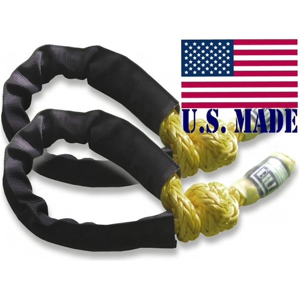 Pbm Industries Safe-T-Line 4 x 4 Vehicle Recovery XD Soft Shackles, Safty Yellow, 2PK SOSHY7162 - main