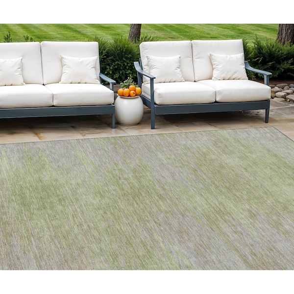 Homeroots 8' X 10' Sage And Artichoke Green Abstract Washable Indoor Outdoor Area Rug 587227 - main