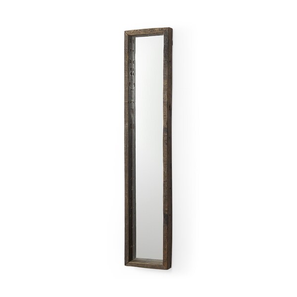 Homeroots 12" Brown Solid Wood Framed Accent Mirror 607300 - main