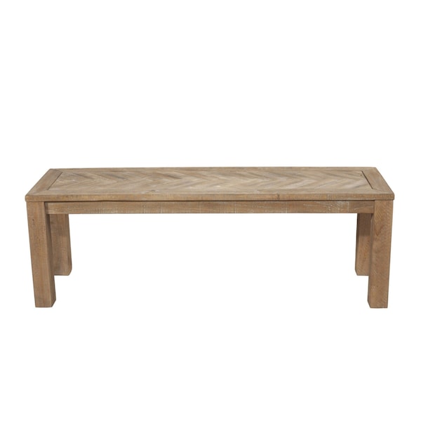 Homeroots 60" Natural Distressed Solid Wood Dining Bench 524063 - main