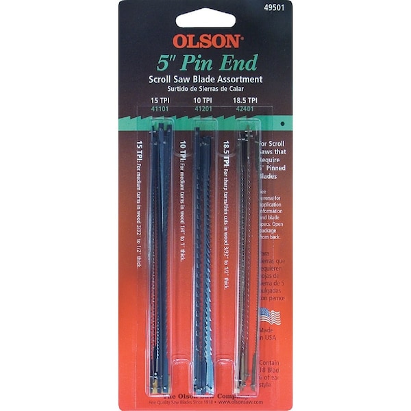Olson Pin End Scroll Saw Blade Assortment, 18 Piece FR49501 - main
