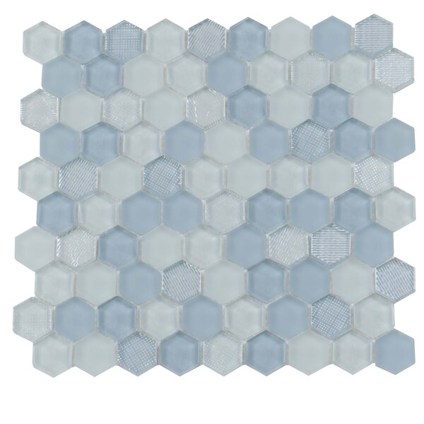 Apollo Tile Blue Gray 11.6 in x 12 in Glass Glossy, Matte Floor and Wall Mosaic Tile 4.83 sqft/case, 5PK APLICL8813A - main