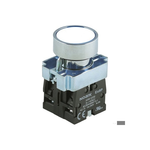 Noark Push-button - Ex9PB - 1200024 - Momentary - Round Flat - White - 1NO+1NC EX9PBA15 - main