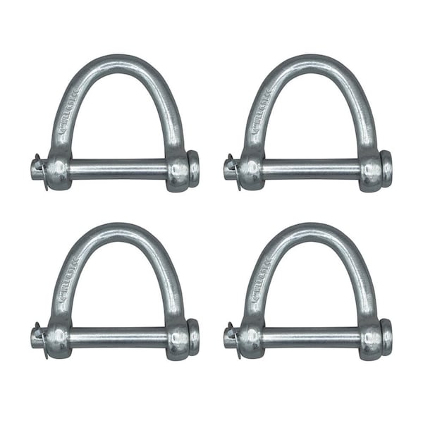 Mytee Products Web Sling Shackle - 4in w/ Quick Pin 13000 lbs WLL, White Blue Zinc, 4PK WS-SHACKLE-4x4 - main