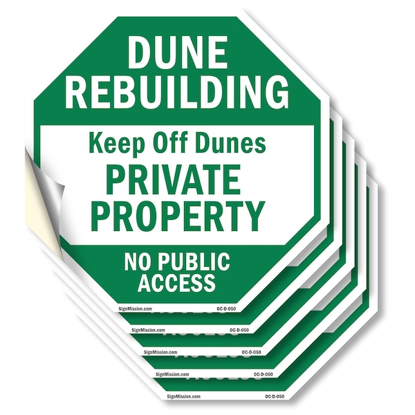 Signmission Dune Rebuilding Keep Off Dunes Priv, 4 inch X 4 inch, Vinyl Decal, 5PK OC-D-5PACK-4-50 - main