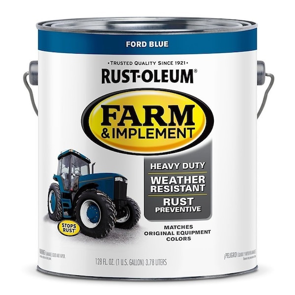 Specialty Farm Equipment Paint, Oil Base, Gloss Sheen, Ford Blue, 1 gal, 520 sq-ft/gal Coverage Area 280172 - main