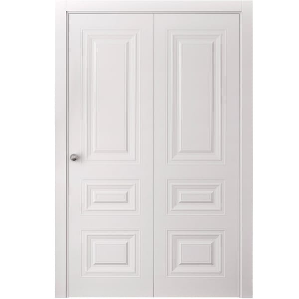 Sartodoors Sliding Closet Bi-fold Doors 84 x 80 inches, BASIC 9233 White, Sturdy Tracks Moldings Trims Hardwa BASIC9233BF-SKIN-84 - main
