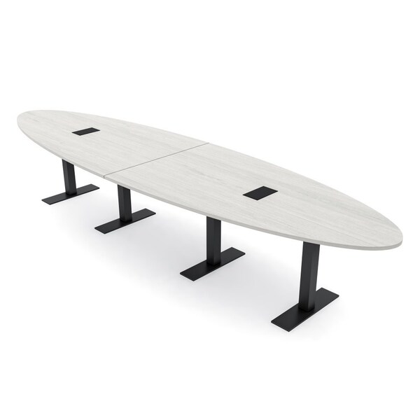 Skutchi Designs 12 Person Conference Table With Power Unit | 14' Oval Table | Harmony Series HAR-OVL-48X168-T.BK-K458-EBLK - main
