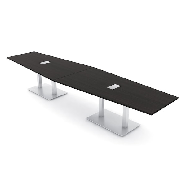 Skutchi Designs Hexagon Conference Table With Power Unit, 48 in W, 168 in L, Black HAR-HEX.IR-48X168-DOU-U999ST19-ESIL - main