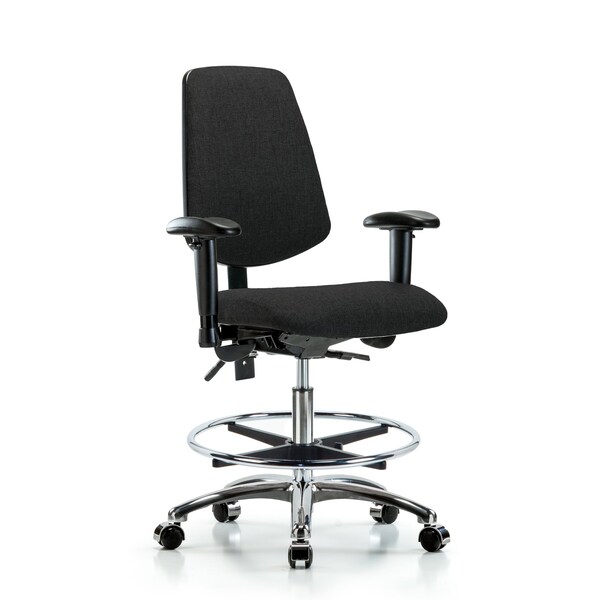 Blue Ridge Ergonomics Fab Med Bench Chair, Bk, CF, Cast, Blk, 6-Way Adjustable, 22" to 29" Height, Black BR-FMBCH-MB-CR-T0-A1-CF-CC-F42 - main