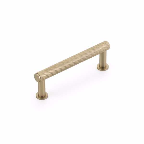 Schaub 3-1/2in Center to Center Pub House Knurled Cabinet Pull Signature Satin Brass Finish 5003-SSB - main