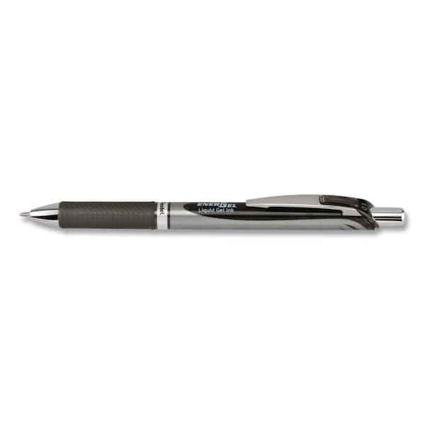 Pentel EnerGel RTX Gel Pen, Retractable, Bold 1 mm, Black Ink, Black/Gray Barrel, 12PK BL80-A - main