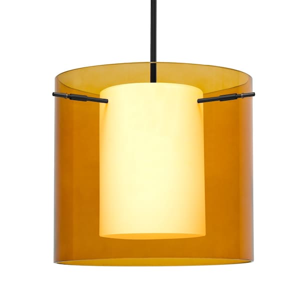 Besa Lighting Besa Pahu 12 Stem Pendant, Transparent Armagnac/Opal, Black Finish, 1x 11W LED 1TT-G18407-LED-BK - main