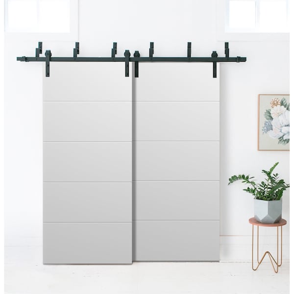 Sartodoors Barn Bypass Doors with 6.6ft Hardware, Planum 0770 Painted White Matte, Sturdy Heavy Duty Rails Kit PLANUM0770BBB-WS-4884 - main