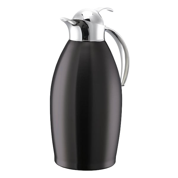Service Ideas Nicollet Series 1.5-Liter Stainless Vacuum Insulated Carafe with Push Button Lid in Black Onyx NIC15BSPBBX - main
