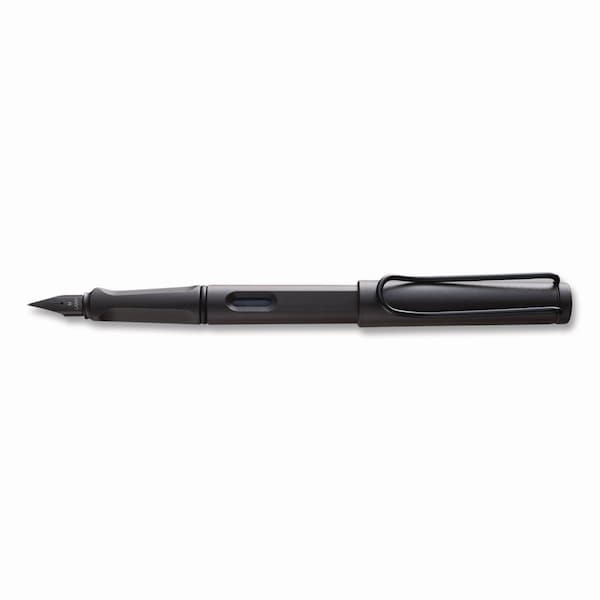 Lamy safari Fountain Pen, Medium Nib, Blue Ink, Charcoal Barrel L17M - main