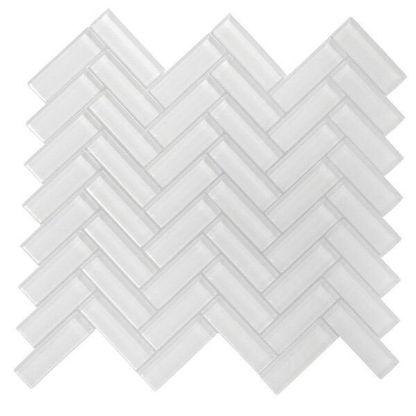 Apollo Tile White 11 in x 12.6 in Glass Glossy Floor and Wall Mosaic Tile 4.81 sqft/case, 5PK APLHB88066A - main