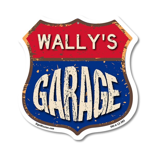 Signmission Wally's Garage, 12 Inch X 12 Inch, Aluminum Metal Sign SHI-A-12-383-WALLY - main