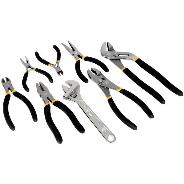 Performance Tool 8 pc. Pliers Wrench Set, Chrome Vanadium, Grip Handles, Grooved Jaws W1704 - main