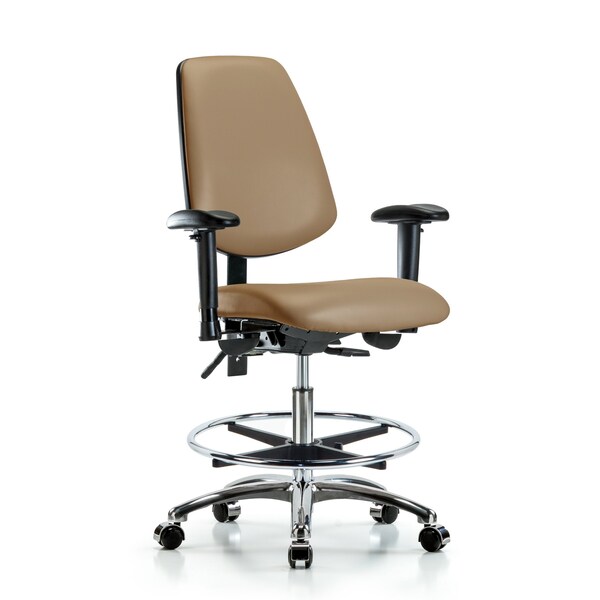 Blue Ridge Ergonomics Medium Bench Chair Adjustable Arms, 22" to 29" Height, Vinyl, Taupe BR-VMBCH-MB-CR-T0-A1-CF-CC-8584 - main