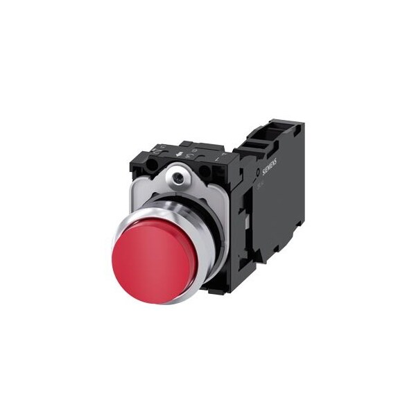 Siemens Pushbutton, 22 mm, round, metal, shiny, red, pushbutton, raised 3SU1150-0BB20-1FA0-ZY15 - main