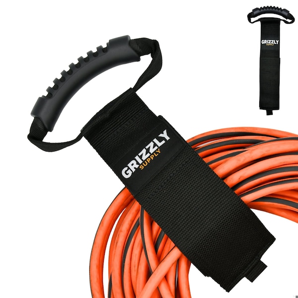 Grizzly Supply Carry Strap with Handle, 22 in L, 2.5 in W, Hook and Loop Closure, Reusable, Black, 1PK GS-HLCSH22-0 - main